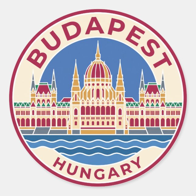 Adesivo Redondo Edifício do Parlamento de Budapeste Hungria (Frente)