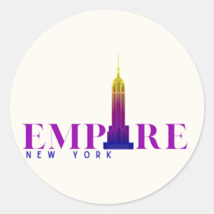 Adesivo Redondo Edifício Empire State-Nova York-Roxo Vibrante-