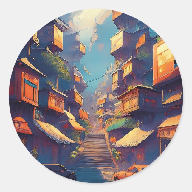 Adesivo Redondo Edifícios (Frente)