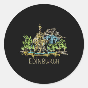 Adesivo Redondo Edinburgh City Scotland Uk For