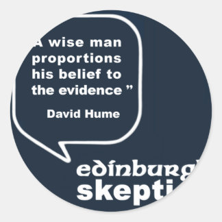 Adesivo Redondo Edinburgh Skeptics - Citação Hume