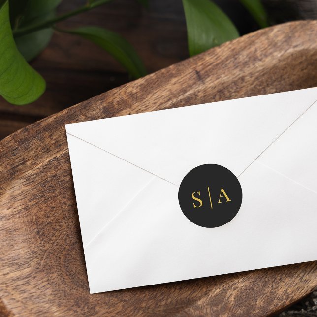 Adesivo Redondo Editable Background Color Wedding Monogram (Criador carregado)