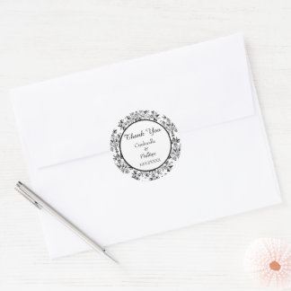 Adesivo Redondo Editable Damask Save the Date Vintage Floral
