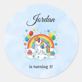 Adesivo Redondo Editable Kids Birthday Sticker Cute Party Design