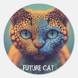 Adesivo Redondo Editar Texto Futuro Nome da Personalização da Cat