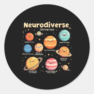 Adesivo Redondo Educação Autismo Sensibilização Universo Neurodive