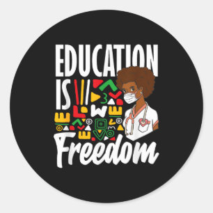 Adesivo Redondo Educação da História Negra É Liberdade