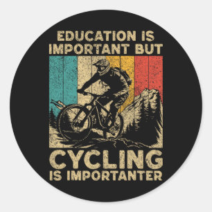 Adesivo Redondo Educação É Importante Ciclismo É Mais Importante C