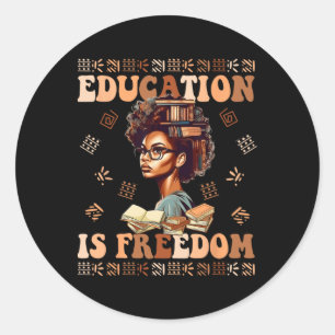 Adesivo Redondo Educação É Liberdade Afro-Americano História Negra