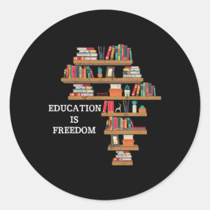 Adesivo Redondo Educação É Liberdade História Afro-Americana Negra