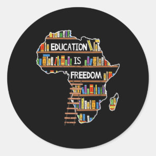 Adesivo Redondo Educação é Liberdade História Negra Africana Mês A