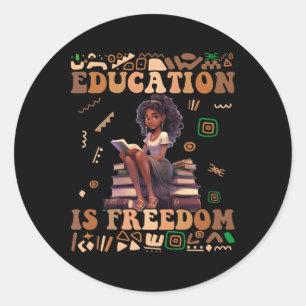 Adesivo Redondo Educação É Liberdade Mês da História Negra Profess