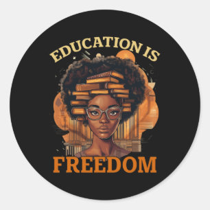 Adesivo Redondo Educação é Liberdade, professor negro ganha preto
