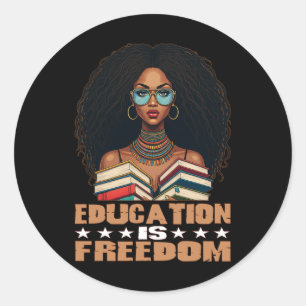 Adesivo Redondo Educação é Liberdade, professor negro ganha preto
