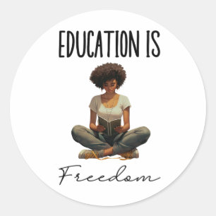 Adesivo Redondo Educação É Liberdade Professor Negro Livros Histór