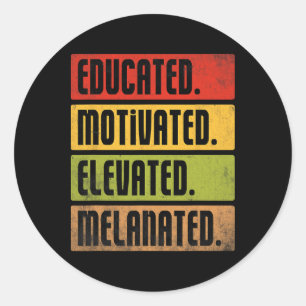 Adesivo Redondo Educado Motivado Elevado Melanizado Bhm Afro Preto