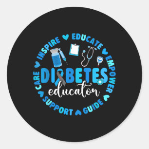Adesivo Redondo Educador de Diabetes Apoia Conscientização sobre D
