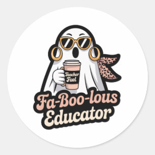 Adesivo Redondo Educador Fa-Boo-lous Fantasma Professor Combustíve