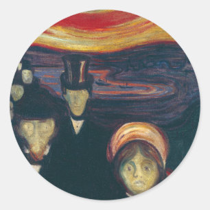 Adesivo Redondo Edvard Munch Classic Painting, Ansiedade (1894)
