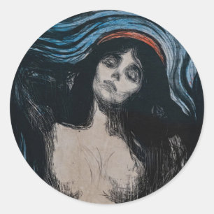 Adesivo Redondo Edvard Munch - Madona Litografia