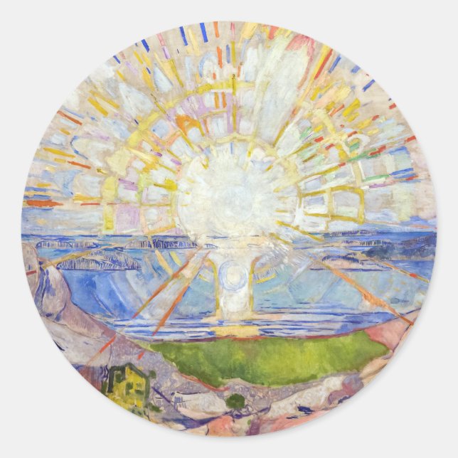 Adesivo Redondo Edvard Munch - O Sol 1911 (Frente)