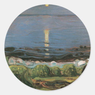 Adesivo Redondo Edvard Munch Painting, Summer Night by Beach