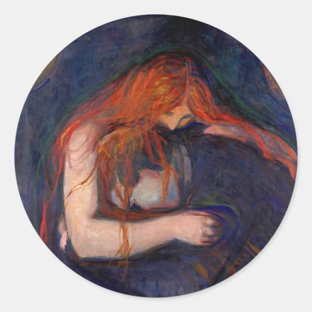 Adesivo Redondo Edvard Munch - Vampiro / Amor e Dor (Frente)