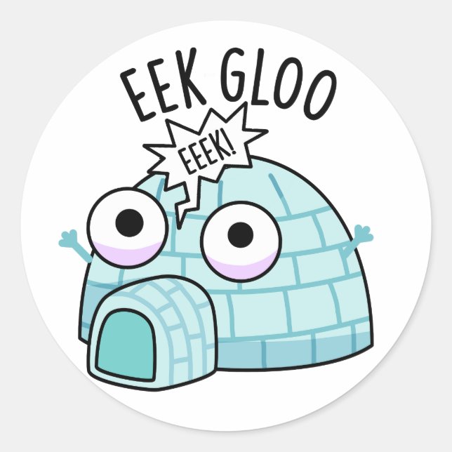 Adesivo Redondo Eek-Gloo Funny Igloo Pun (Frente)