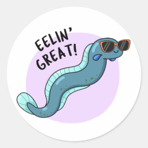 Adesivo Redondo Eelin Excelente Cute Slippery Eel Pun