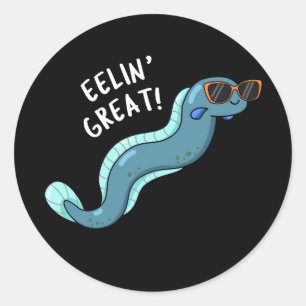Adesivo Redondo Eelin Excelente Engraçado Slippery Eel Pun Dark BG