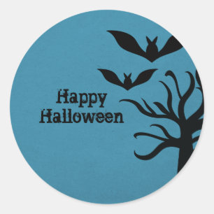 Adesivo Redondo Eerie Bats Halloween Stickers, Blue