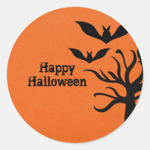 Adesivo Redondo Eerie Bats Halloween Stickers, Orange