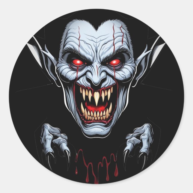 Adesivo Redondo Eerie Vampire Face Sticker (Frente)