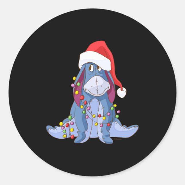 Adesivo Redondo Eeyore Santa Claus  (Frente)
