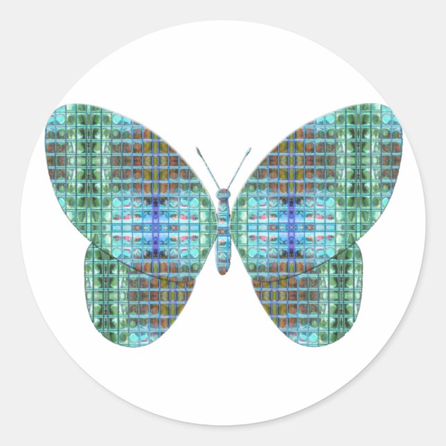Adesivo Redondo Efeito de vidro borboleta (Frente)