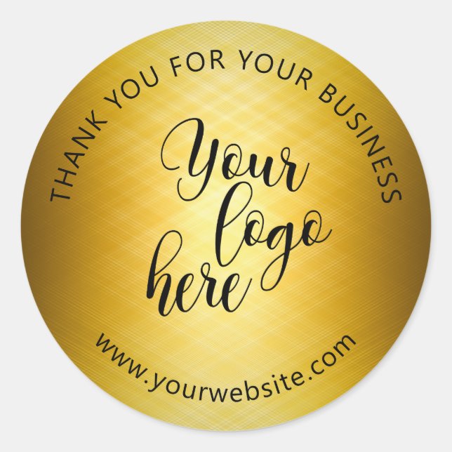 Adesivo Redondo Efeito Dourado de metal do logotipo personalizado (Frente)
