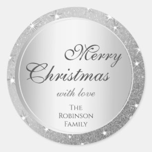 Adesivo Redondo Efeito Luminoso Silver Elegante Natal Moderno