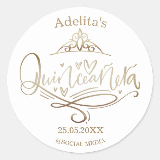 Adesivo Redondo Efeito ouro Quinceañera 15 aniversário