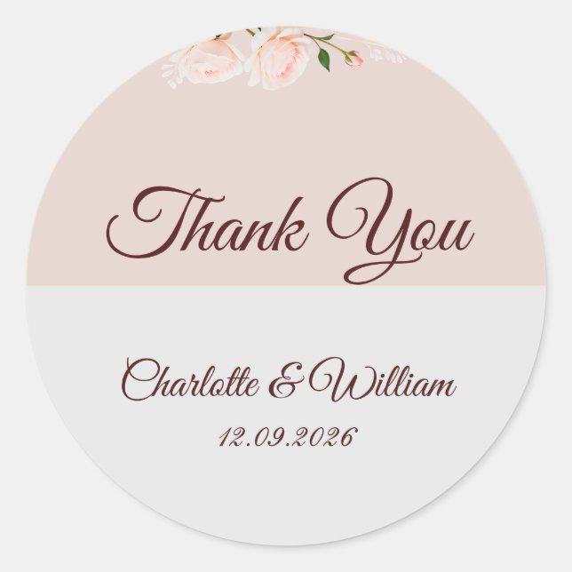 Adesivo Redondo Efeitos de roxo e cinza suave com flor (Frente)