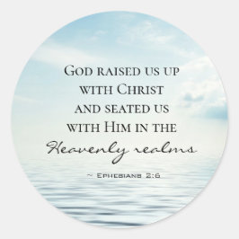 Adesivo Redondo Éfesianos 2:6 Deus nos criou com Bíblia Cristo