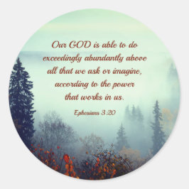 Adesivo Redondo Éfesianos 3:20 Nosso DEUS é Capaz... Floresta de o