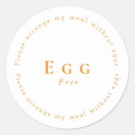 Adesivo Redondo Egg-Free Request Sticker, White - Orange