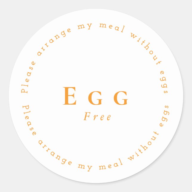 Adesivo Redondo Egg-Free Request Sticker, White - Orange (Frente)