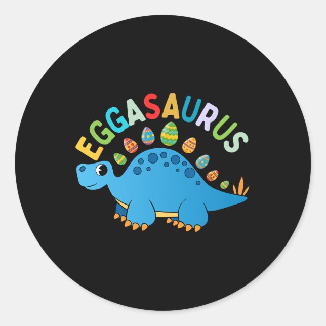 Adesivo Redondo Eggasaurus Caça De Ovo Dinossauro De Páscoa Para (Frente)