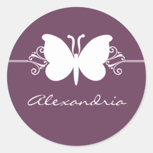 Adesivo Redondo EggPlant Butterfly Swirfly Stickers