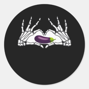 Adesivo Redondo EggPlant Classic - Skeleton mãos Heart