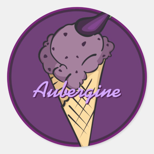 Adesivo Redondo EggPlant Icecream Sticker (Frente)