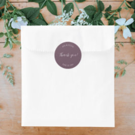 Adesivo Redondo Eggplant Stylized Wedding Obrigado