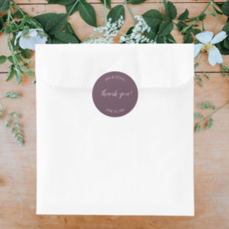 Adesivo Redondo Eggplant Stylized Wedding Obrigado