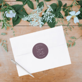 Adesivo Redondo EggPlant Stylized Wedding Salvar a Data